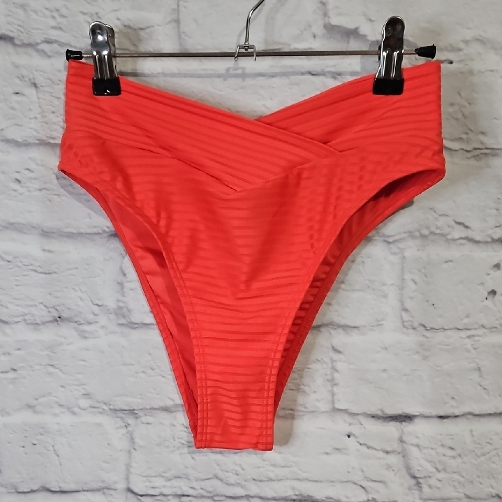 Aeropostale Women's Crossover Bikini Bottoms in Orange Pink